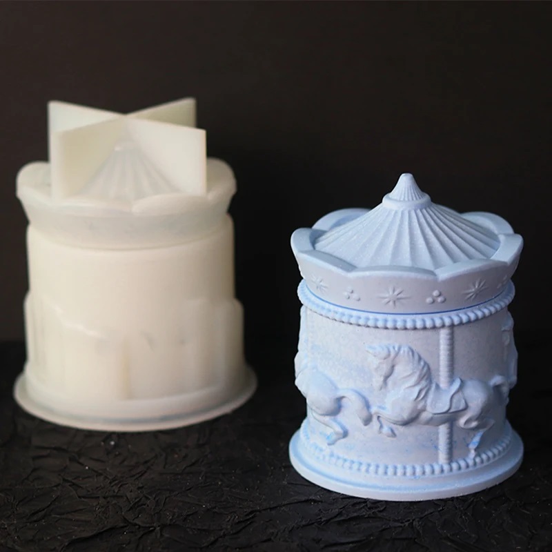 Candle Supplies Jars - Caja de almacenamiento de carrusel divertida,